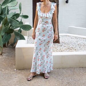 VRG GRL Floral Ruffle Maxi Dress